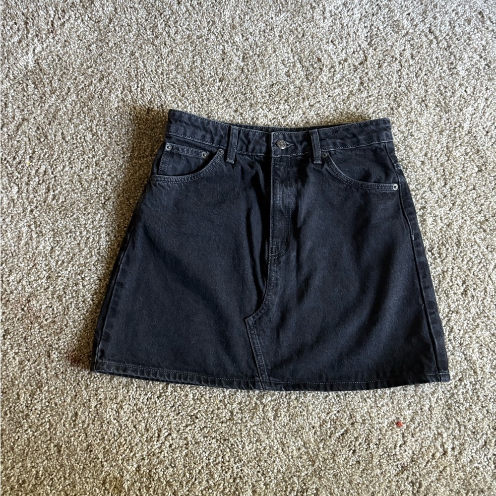 Topshop Charcoal A-Line Denim Skirt